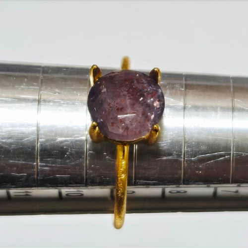 一点物】アイオライトサンストーン ラウンド 18kgp リング 指輪