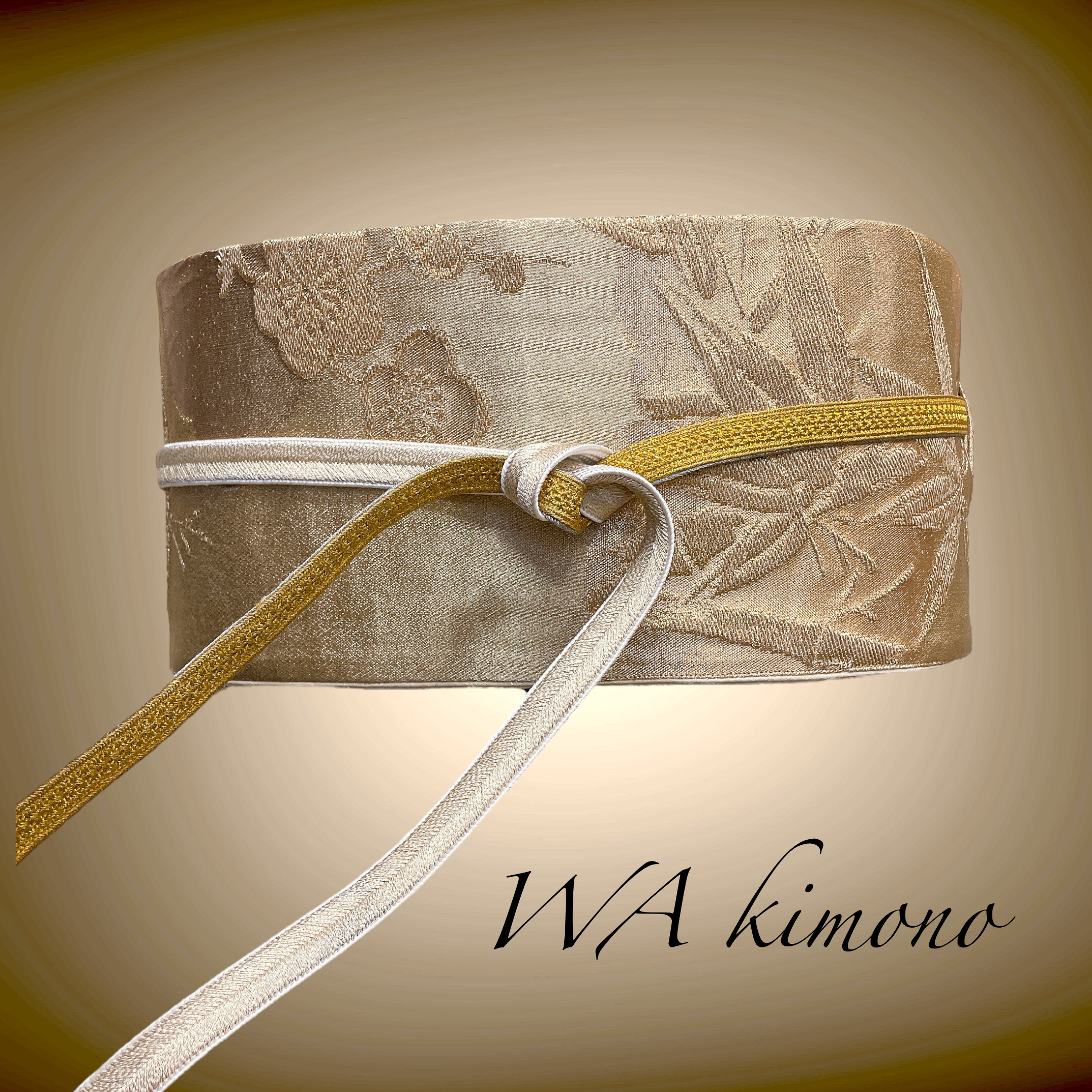 高級感 煌めく金刺繍 リボン サッシュベルト ウエスト55〜75cm 高級帯 70907