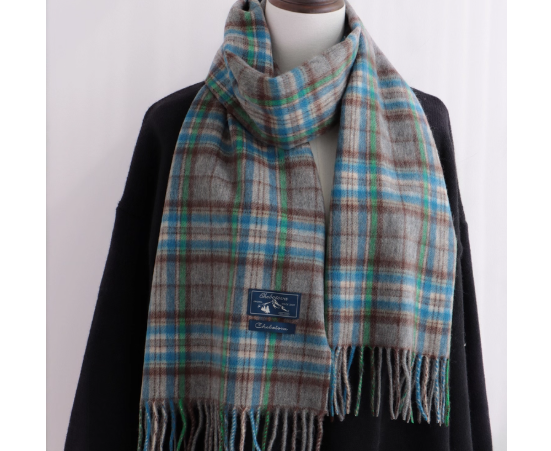 秋冬.100%ウール チェック マフラー 柔らかな冬色 手織り　男女兼用 通学通勤 ‌