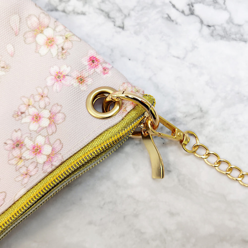 桜2026 ☆ 手描き春桜 ショルダーバッグ チェーン付き & スカーフ 2 点