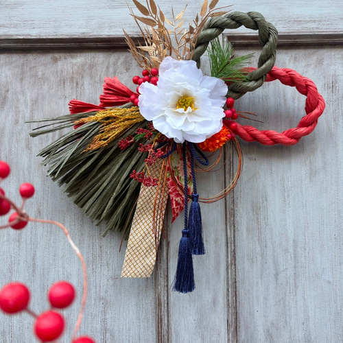 限定2点】花屋が作るお正月しめ縄飾り//アーティフィシャルフラワー