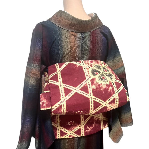 綿銘仙と遠州綿紬リバーシブル京袋帯