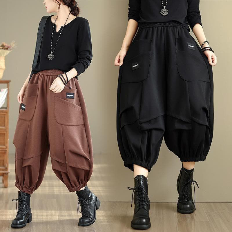 新品 大きいサイズ 3L ゆったり ワイドパンツ バギーパンツ 黒 秋冬n