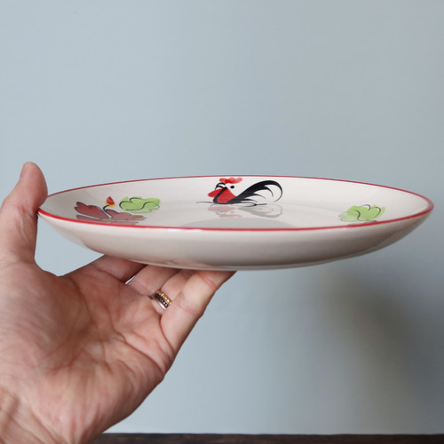 ニワトリ ラウンドプレートラージ タイ食器 手描き 皿 大皿 サラヤシキ