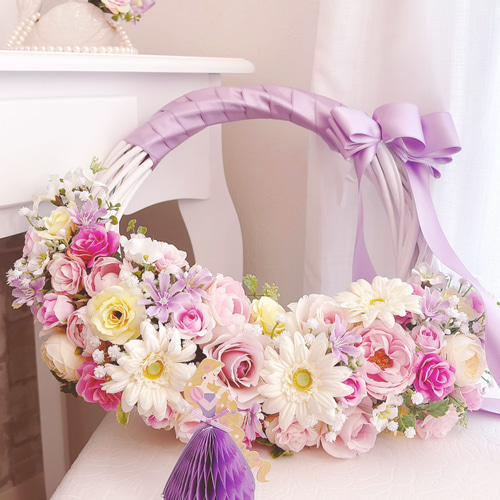 ラプンツェル パステルカラーのリースブーケ ウエディングブーケ（造花