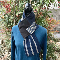 413 襤褸 ストール 古布 リメイク 藍染 藍染め パッチワーク 刺し子