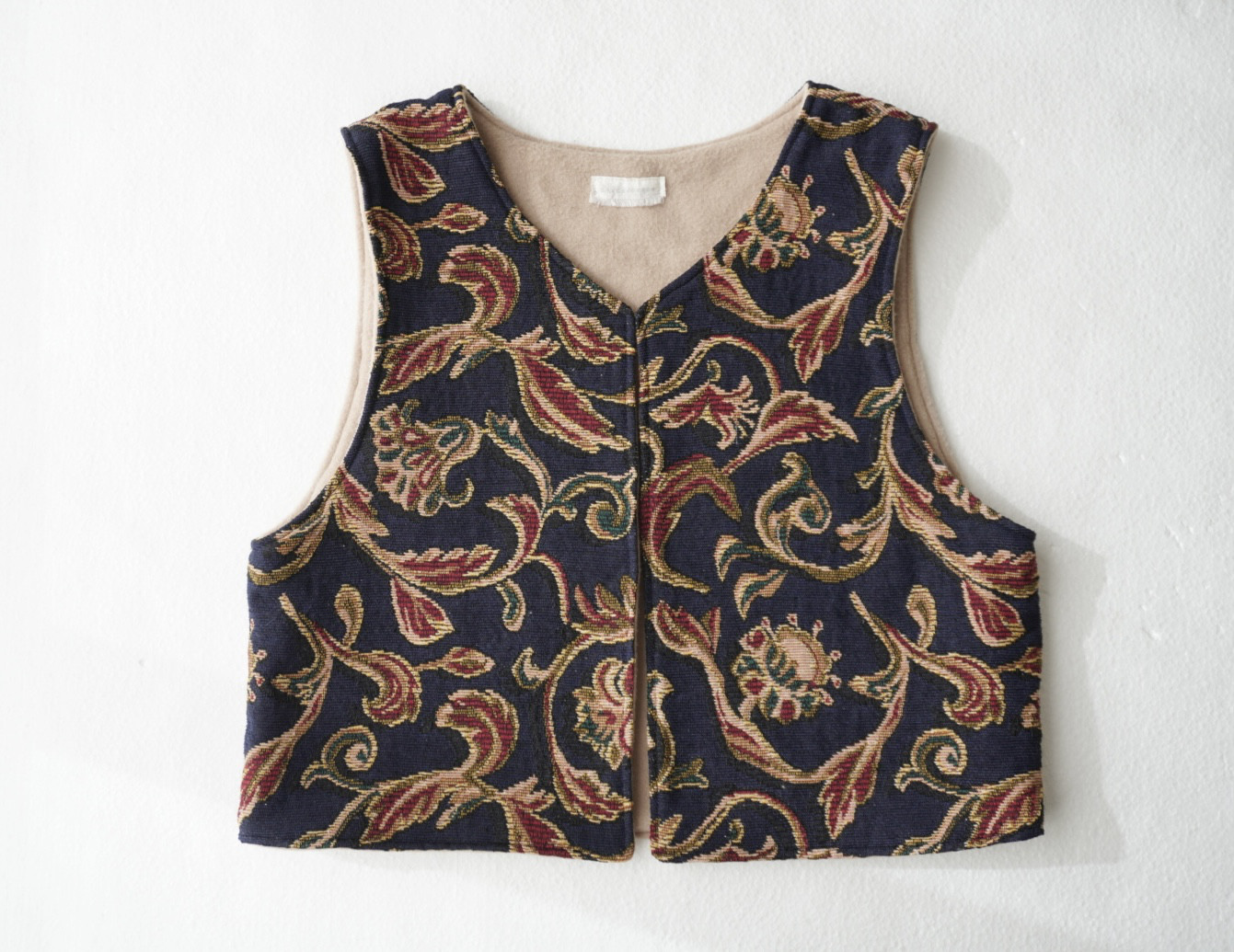 限定生地　GOBELIN VEST　ゴブラン織りベスト navy