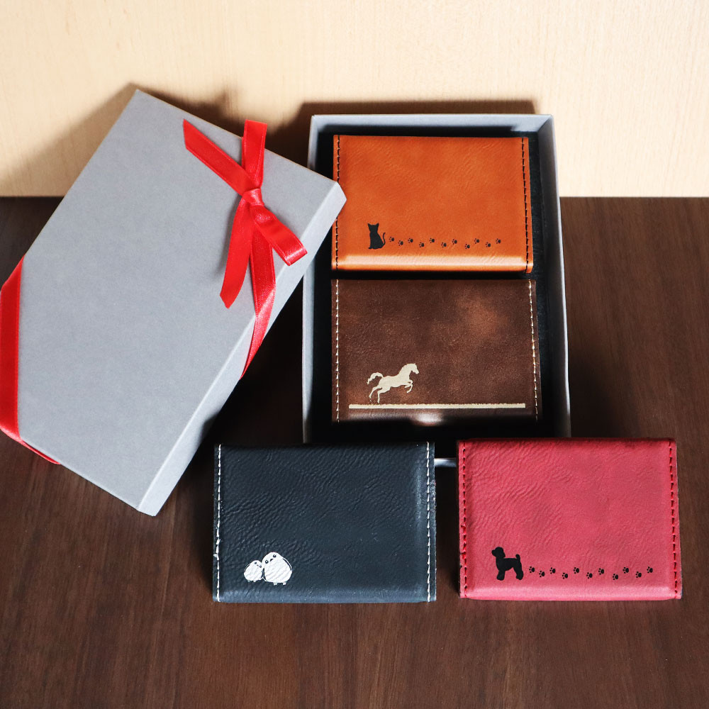 Creema限定 新春福袋2026〈竹〉  名入れ無料・選べる2個セット カラー4色／動物122種 レザー名刺入れ