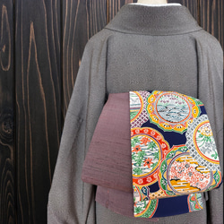 着物リメイク ミニミディ ワンピース／ドレス／洗える化繊 名古屋帯