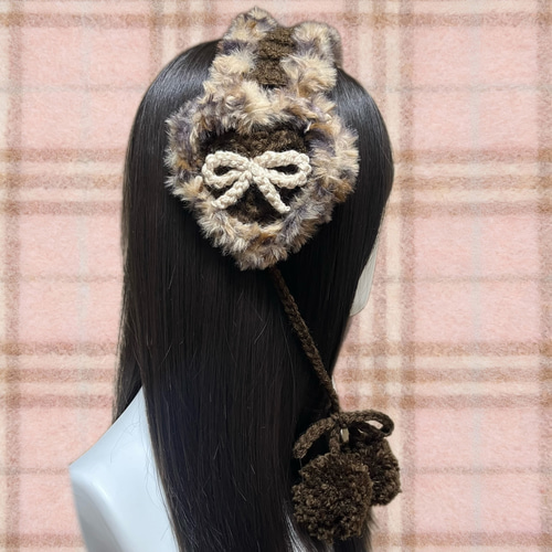 選べる2色！！ヒョウ柄がかわいいハートのイヤーマフ♡ その他