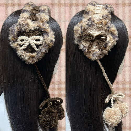 選べる2色！！ヒョウ柄がかわいいハートのイヤーマフ♡ その他