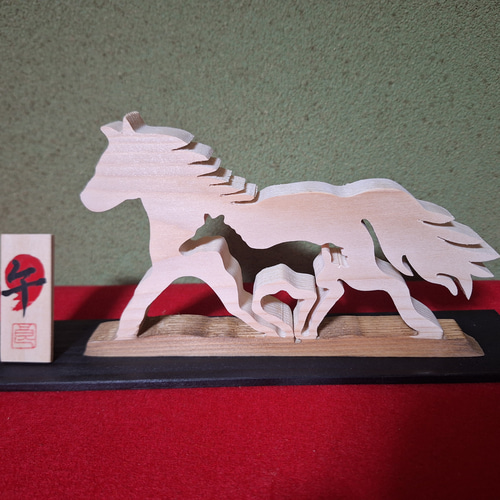 令和8年干支「午」 親子馬【木工アート】 その他置物 makochin 通販