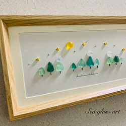 シーグラスアート シマエナガ 北海道 インテリア雑貨 北欧 パネル