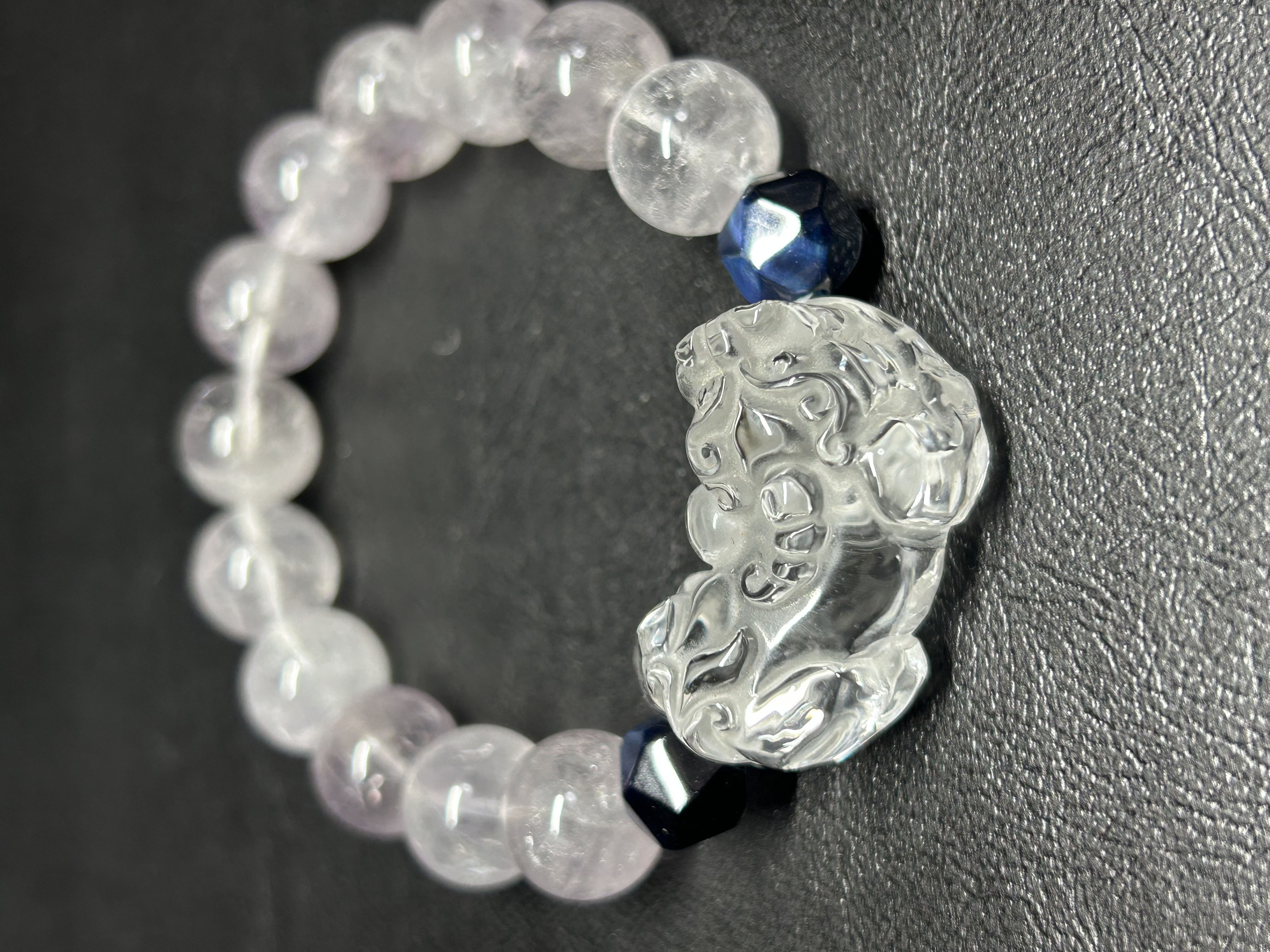 【パンダの工房】天然石お守りアメジスト透明水晶貔貅ブレスレット 4,760円