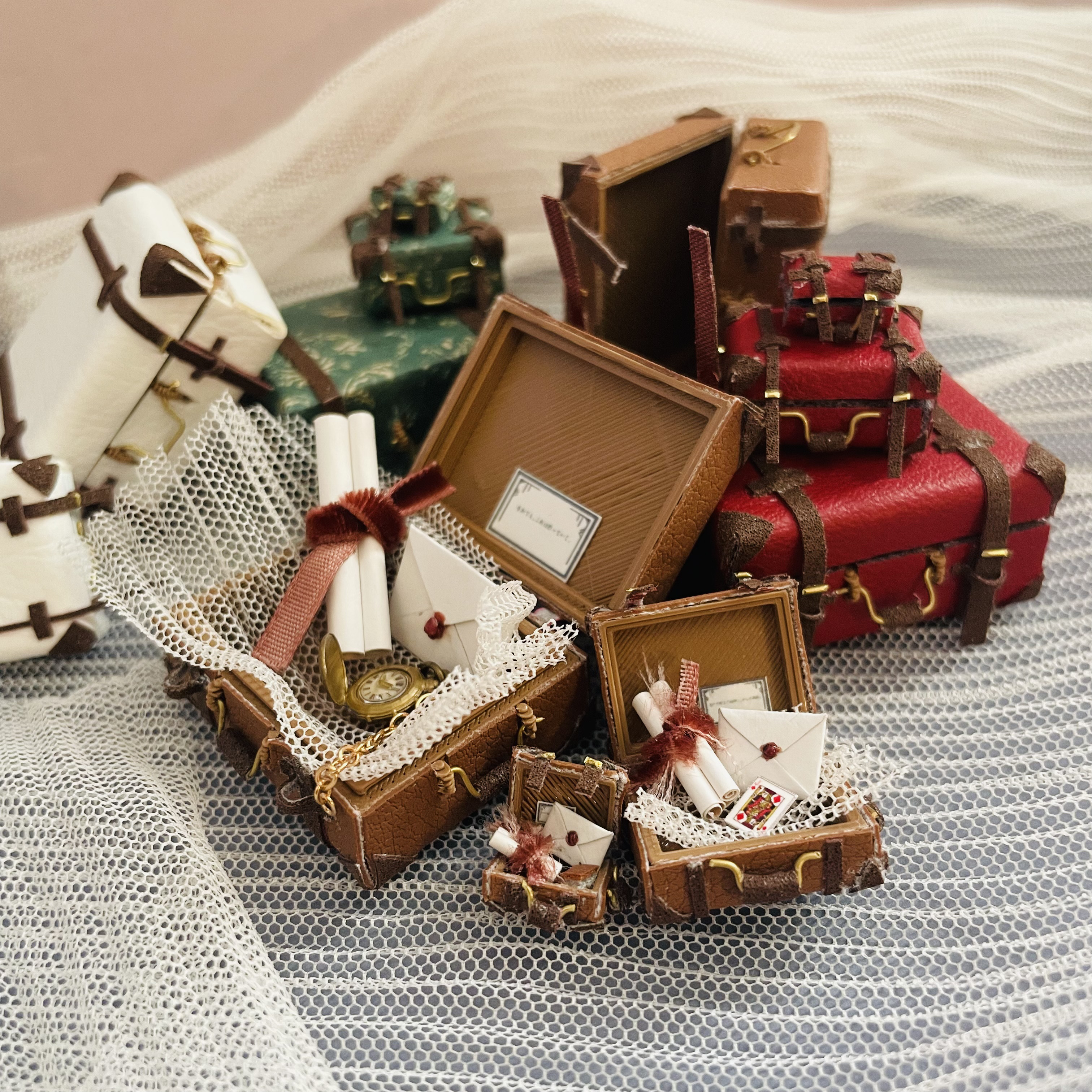 ミニチュアトランク 3サイズセット｜手紙と小物入り