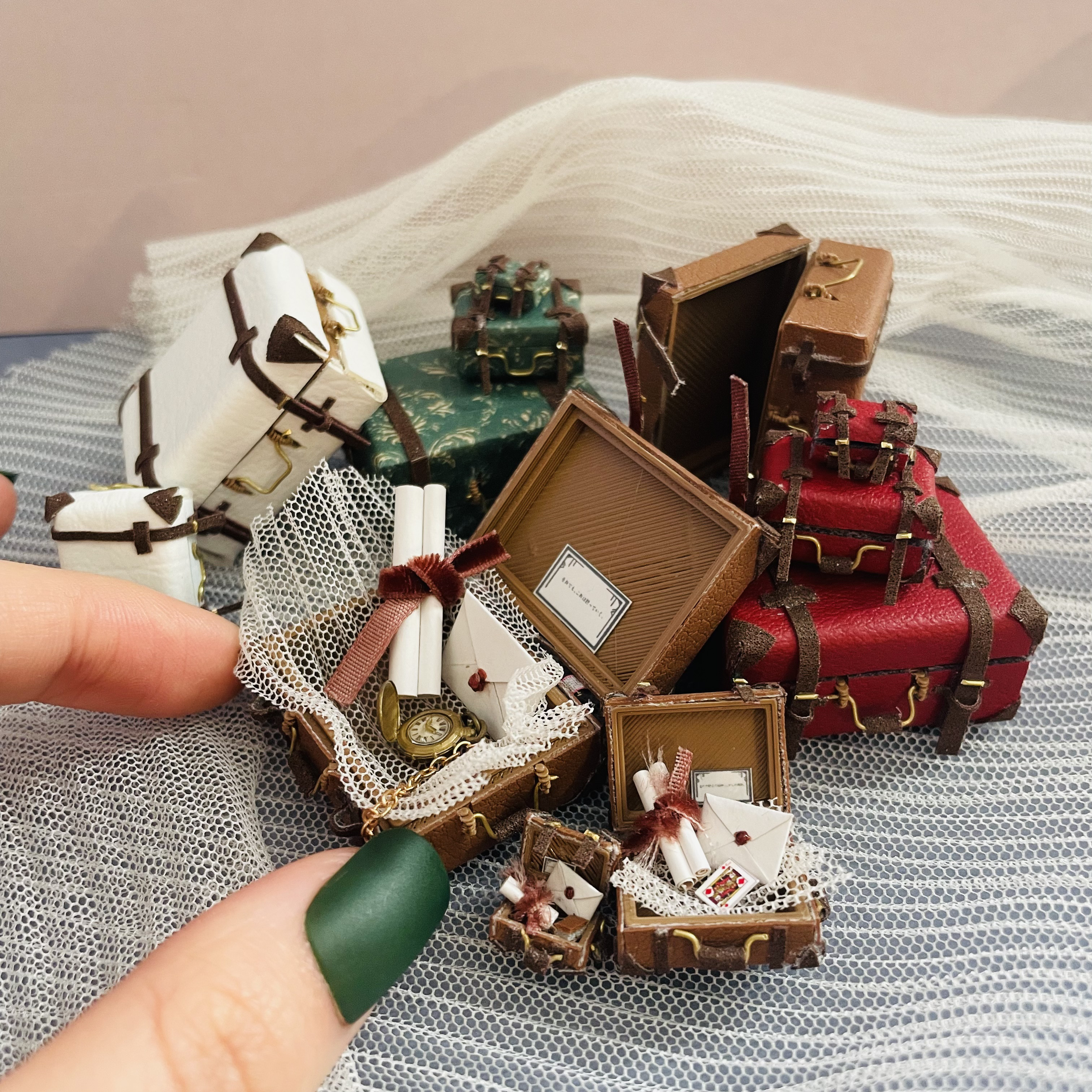 ミニチュアトランク 3サイズセット｜手紙と小物入り