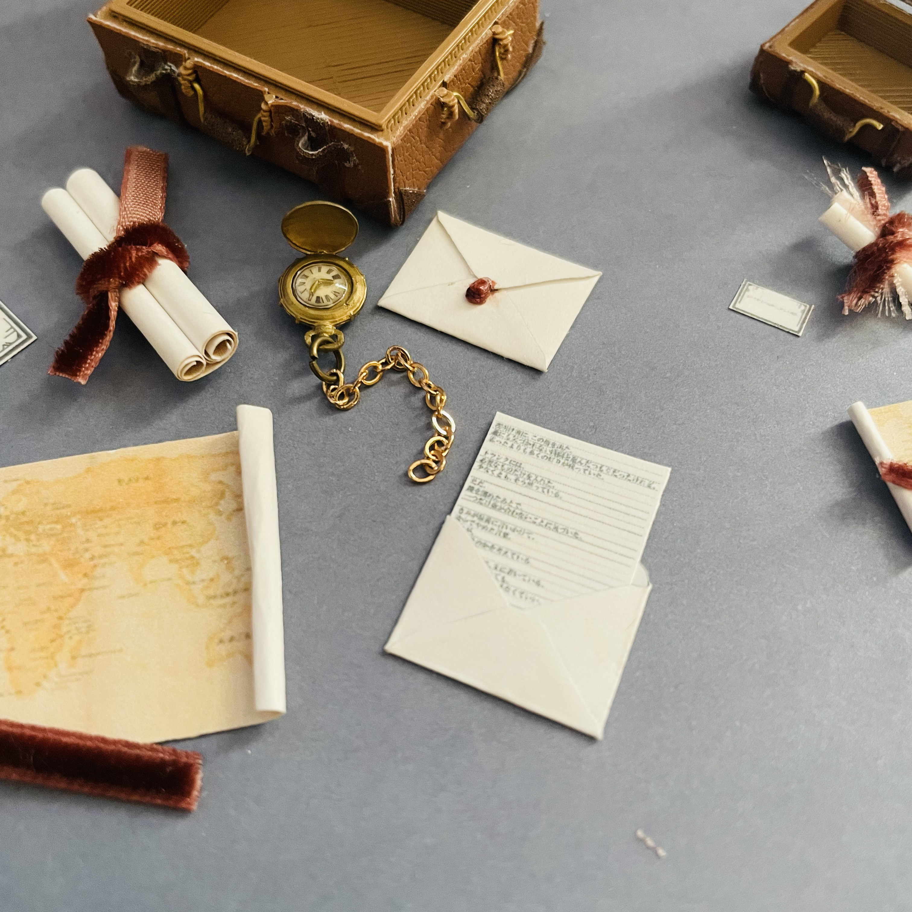 ミニチュアトランク 3サイズセット｜手紙と小物入り