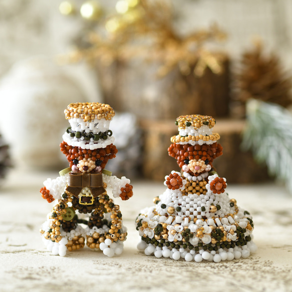 【手作りキット】パーティーテディベアクリスマスセット～Millie・Theodore～ 1枚目の画像