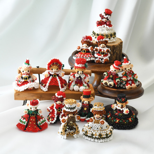 【手作りキット】パーティーテディベアクリスマスセット～Millie・Theodore～ 16枚目の画像