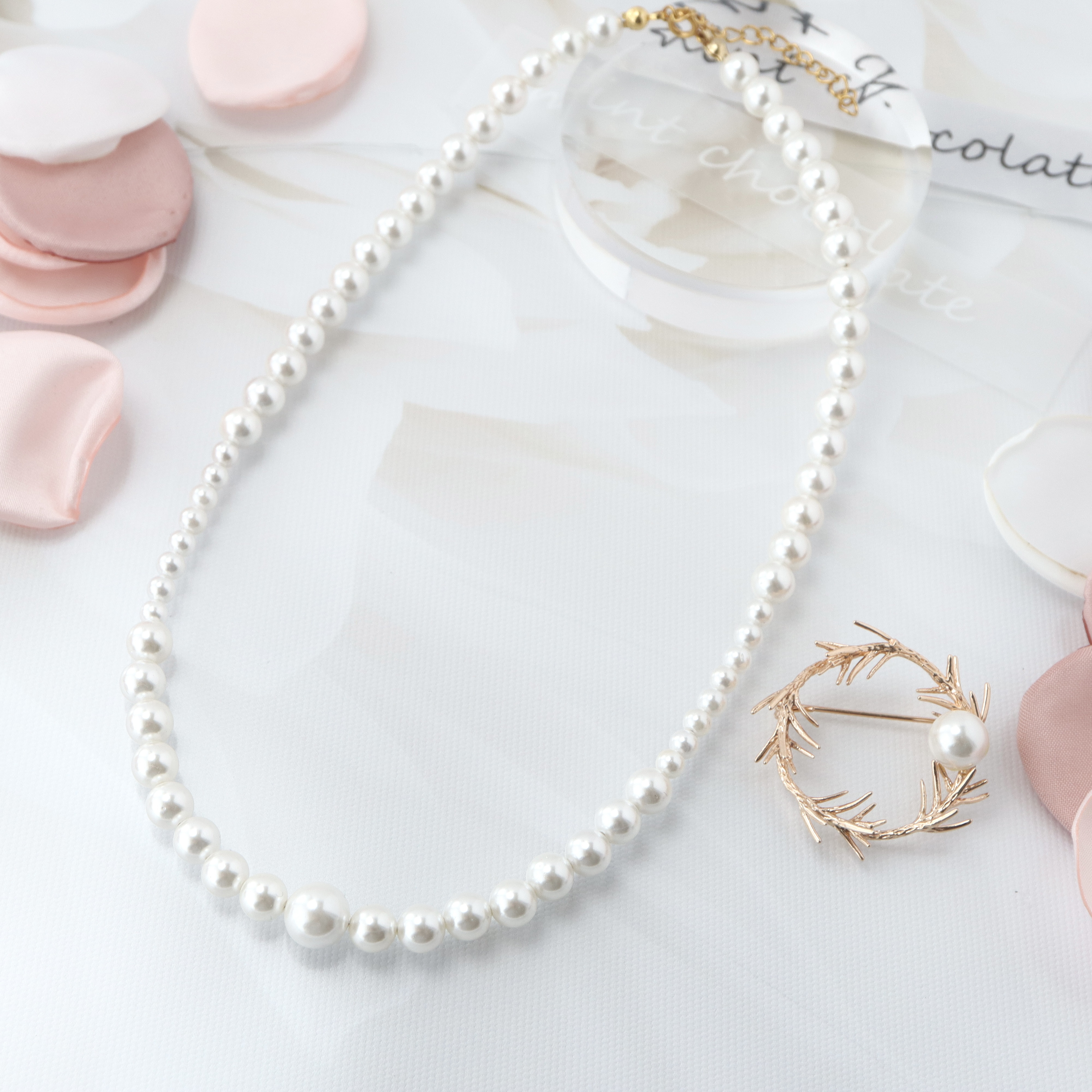 【早割･3日以内発送】華やかフォーマル福袋✶サイズmixパールネックレス＆リースのひと粒パールブローチセット入学式卒園式