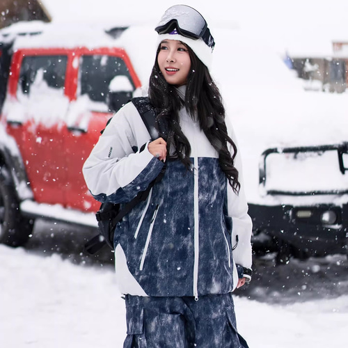 25-26 スノボウェア 上下セット ヒョウ柄 撥水 メンズ レディース