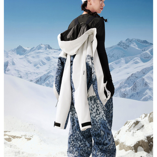 25-26 スノボウェア 上下セット ヒョウ柄 撥水 メンズ レディース