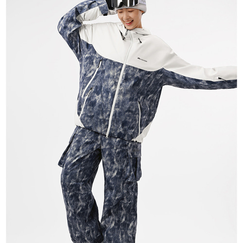 25-26 スノボウェア 上下セット ヒョウ柄 撥水 メンズ レディース