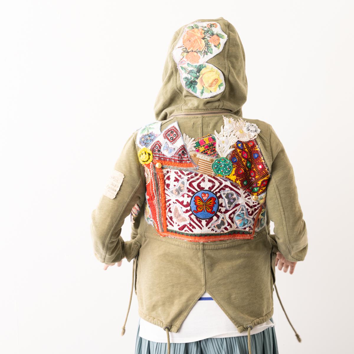 【SALE】50% REMAKE MILITARY JACKET ワッペン エスニック刺繍カスタム