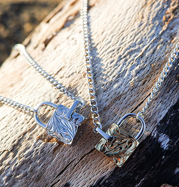 ハワイアンジュエリー ネックレス パドロック 南京錠 チェーン付