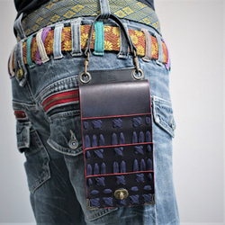 【ご予約品:019】【甲冑】スマホポーチ 黒板札紺糸縅 3枚目の画像