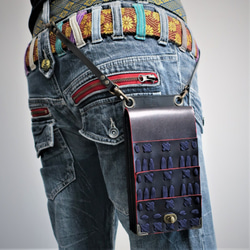 【ご予約品:019】【甲冑】スマホポーチ 黒板札紺糸縅 2枚目の画像