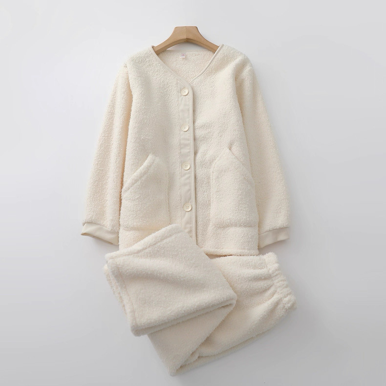 秋冬 パジャマ 部屋着 プレゼント 贈り物 部屋着  前開き 寝巻 裏起毛 洗濯可能