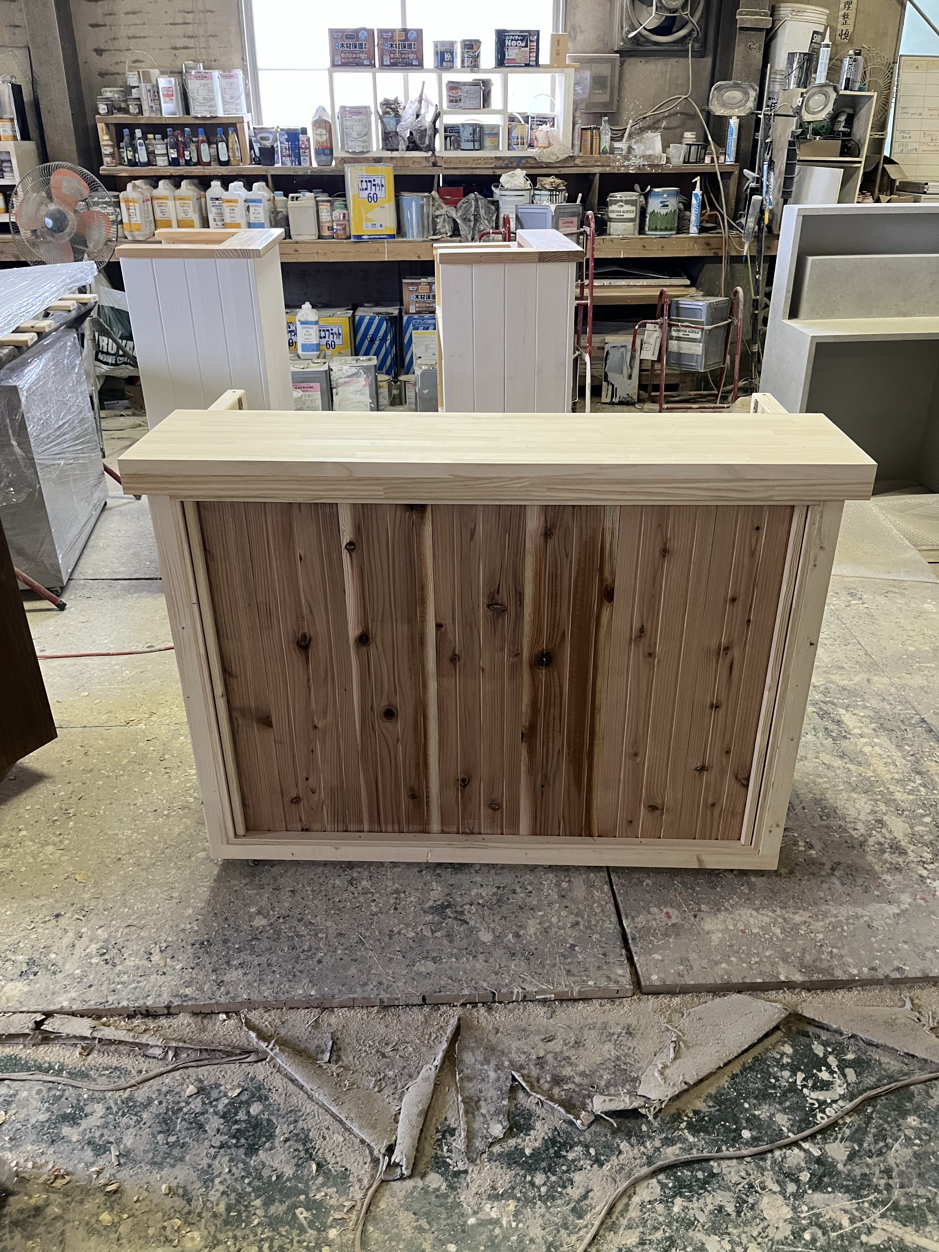 折りたたみ式　キャスター付きカウンター　レジカウンター