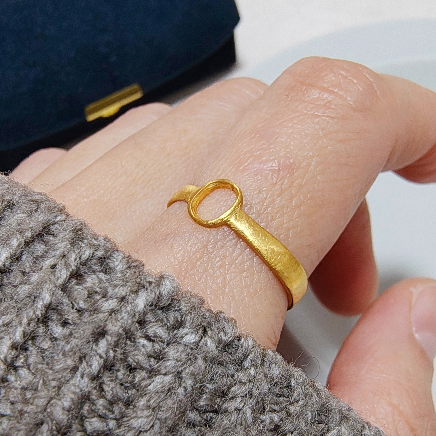 【一点物】15号 ゴールドリング 輪っか 円環 アーム シンプル 余白 デザインリング シルバー925 SV925