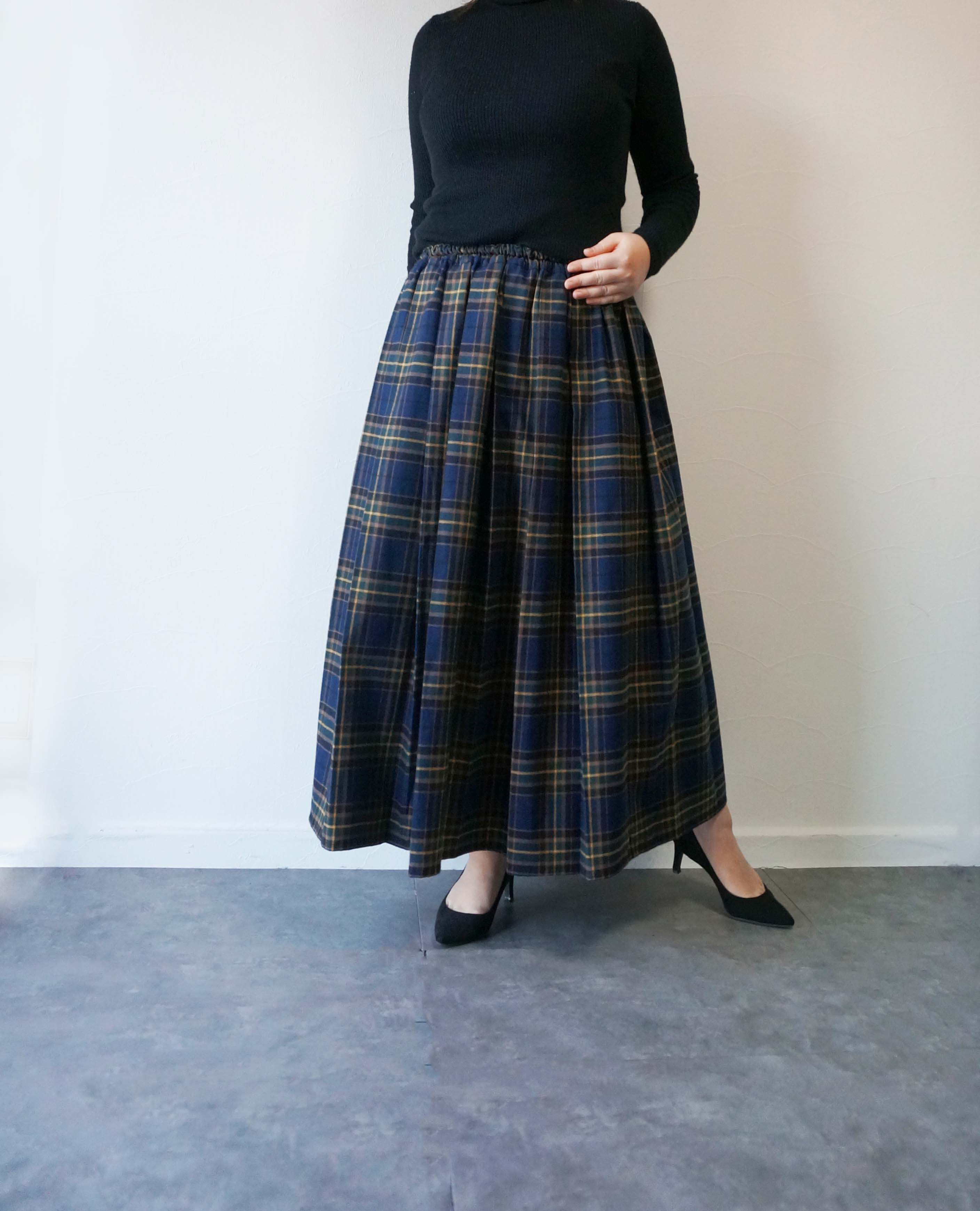 微起毛クラシックチェックタックスカート