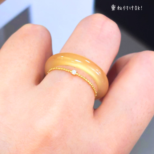 K18天然一粒ダイヤモンドリング18金ゴールド指輪 華奢 細身上品 お守り