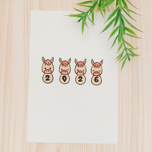 2026年午年◇年賀状◇消しゴムはんこ（馬①） はんこ・スタンプ Benzie