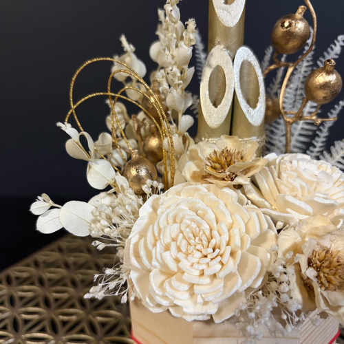 お正月飾り 門松 白 ゴールド ハンドメイド 和モダン 菊 梅 大 268 お正月飾り 門松 白 ゴールド ハンドメイド 和モダン 菊 梅 特大 268