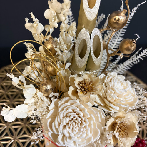 ミニ門松】ゴールド&白の大人可愛いお正月飾り しめ縄・しめ飾り M's