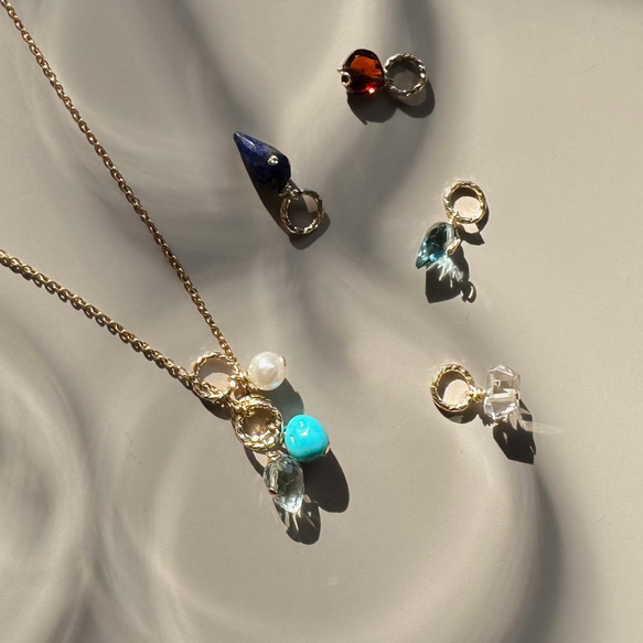 Creema限定新春福袋〈梅〉2つチャームが選べるネックレス 着せ替え /ステンレス 天然石 シルバーカラーあり 8枚目の画像