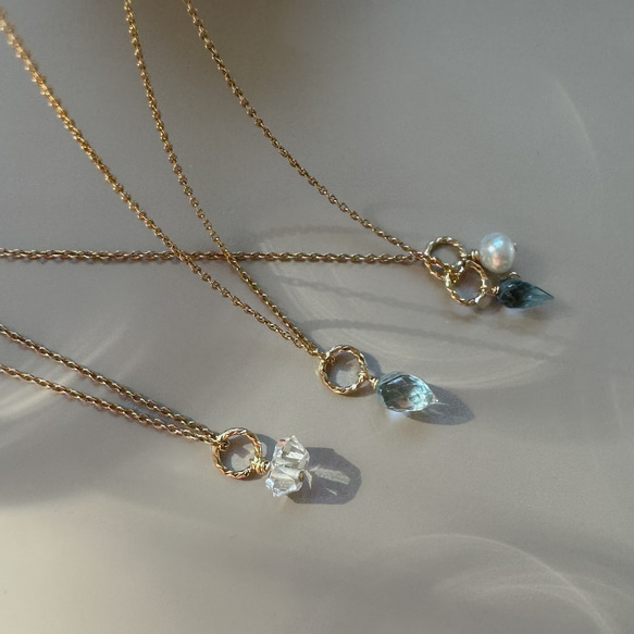 Creema限定新春福袋〈梅〉2つチャームが選べるネックレス 着せ替え /ステンレス 天然石 シルバーカラーあり 2枚目の画像