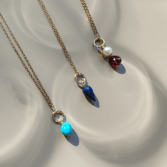 Creema限定新春福袋〈梅〉2つチャームが選べるネックレス 着せ替え /ステンレス 天然石 シルバーカラーあり 3枚目の画像