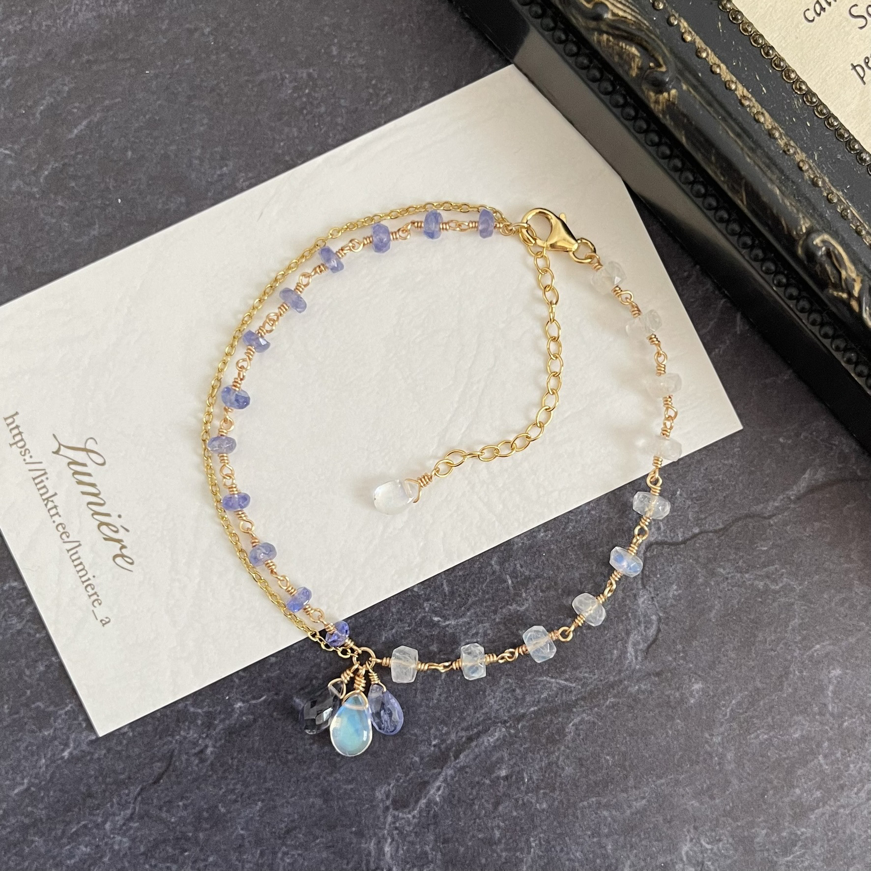 14kgf＊ブルームーンストーン&タンザナイトのブレスレット