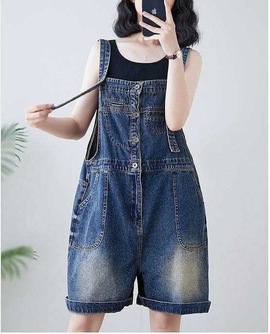 ❤️大きいサイズ❤️レディース サロペットパンツ　ハーフ　デニム　春夏 秋 新品