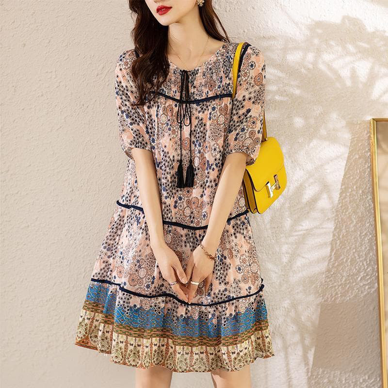 大きいサイズ ワンピース　花柄　レディース 春夏　 新品 半袖　チュニック