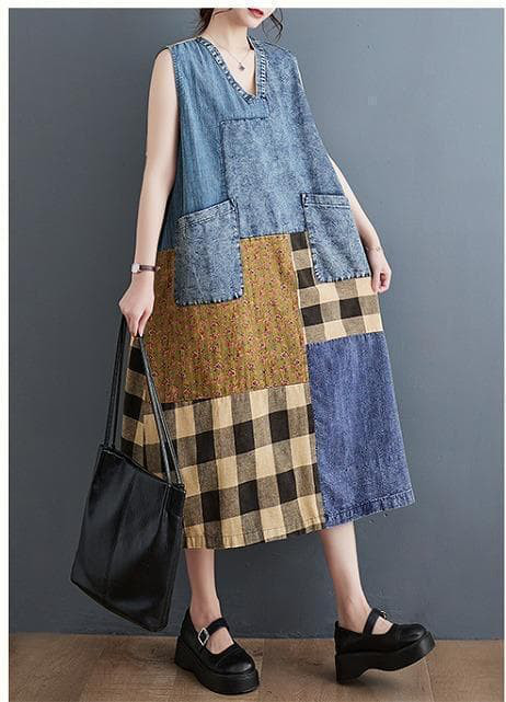 大きいサイズ レディース ワンピース　ノースリーブ　デニム　春夏 秋 新品