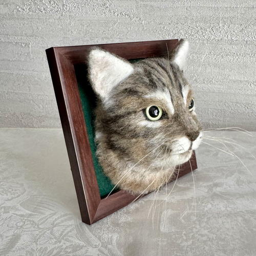 ひつじのまど「猫のお顔フレーム」オーダーメイド 羊毛フェルト 羊毛