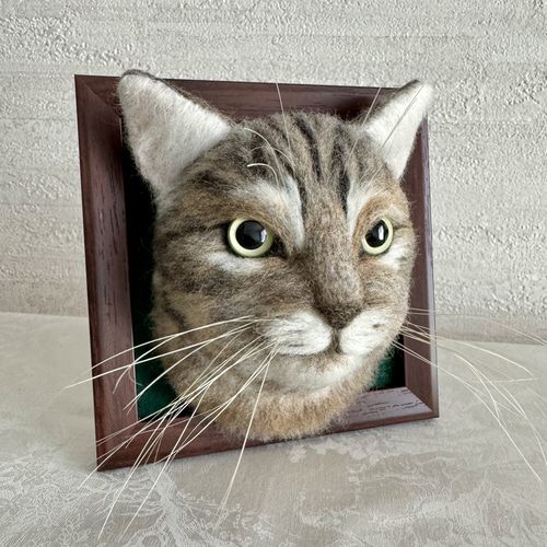 ひつじのまど「猫のお顔フレーム」オーダーメイド 羊毛フェルト 羊毛