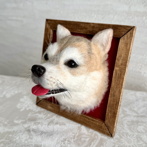 ひつじのまど「犬のお顔フレーム」オーダーメイド 羊毛フェルト 羊毛