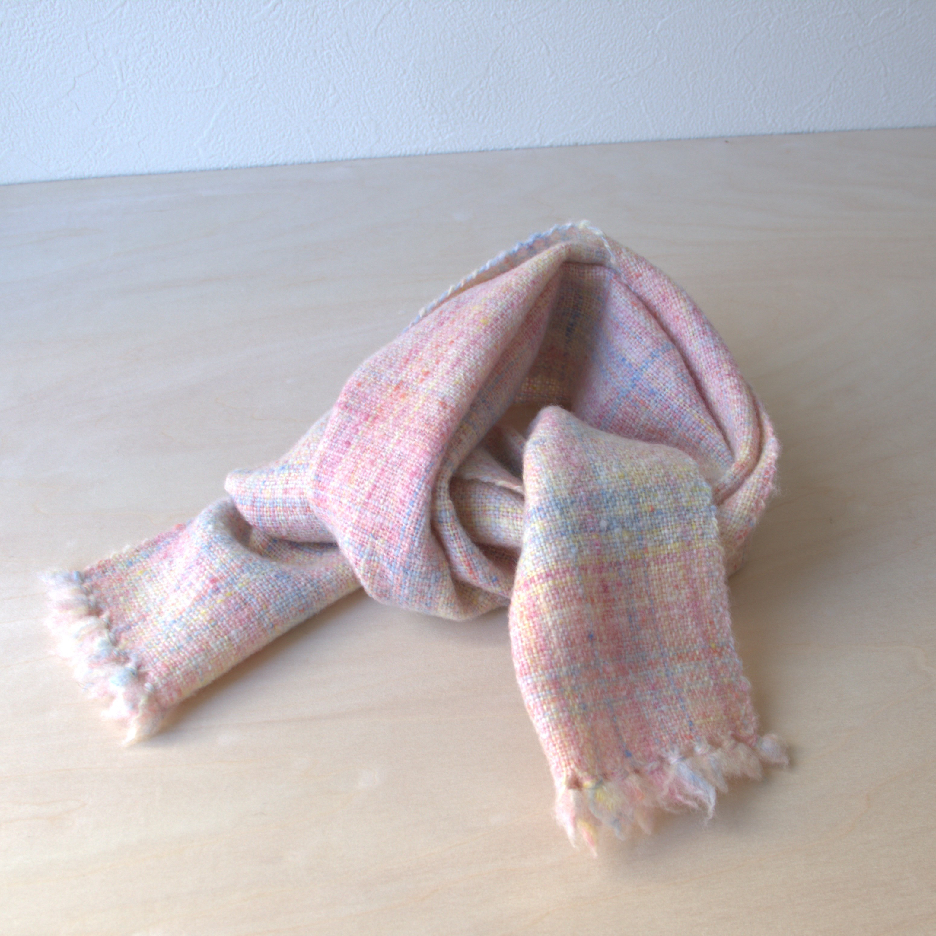 ホームスパンプチマフラー　白MIX